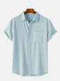 Men's  Comfortable Shirt Summer Beach Men's Shirt   Men's Short Sleeve Shirts  Solid Color Casual Short Sleeve Shirt
