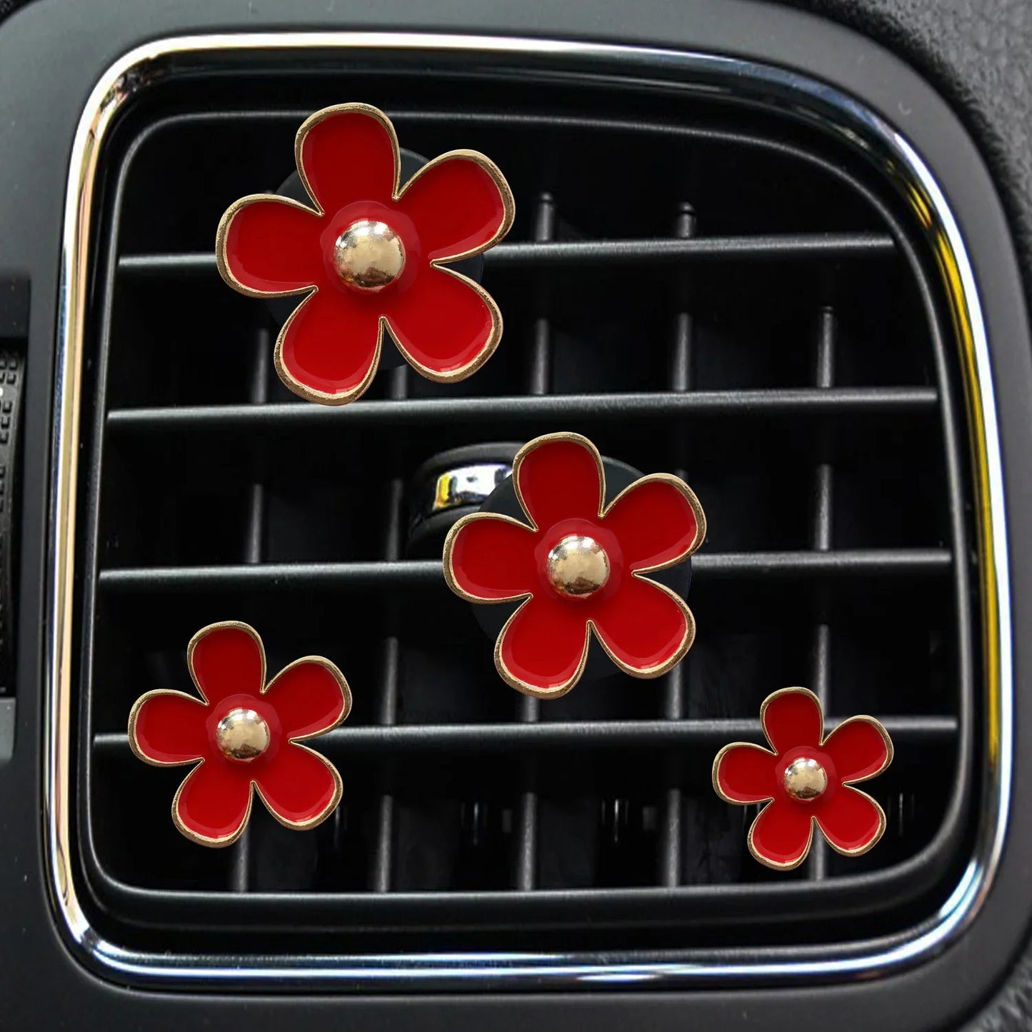 4PCs Flower Car Outlet Vent Perfume Clips Air Freshener Diffuser Conditioning Aromatherapy Perfume Clip Car Interior Decoration