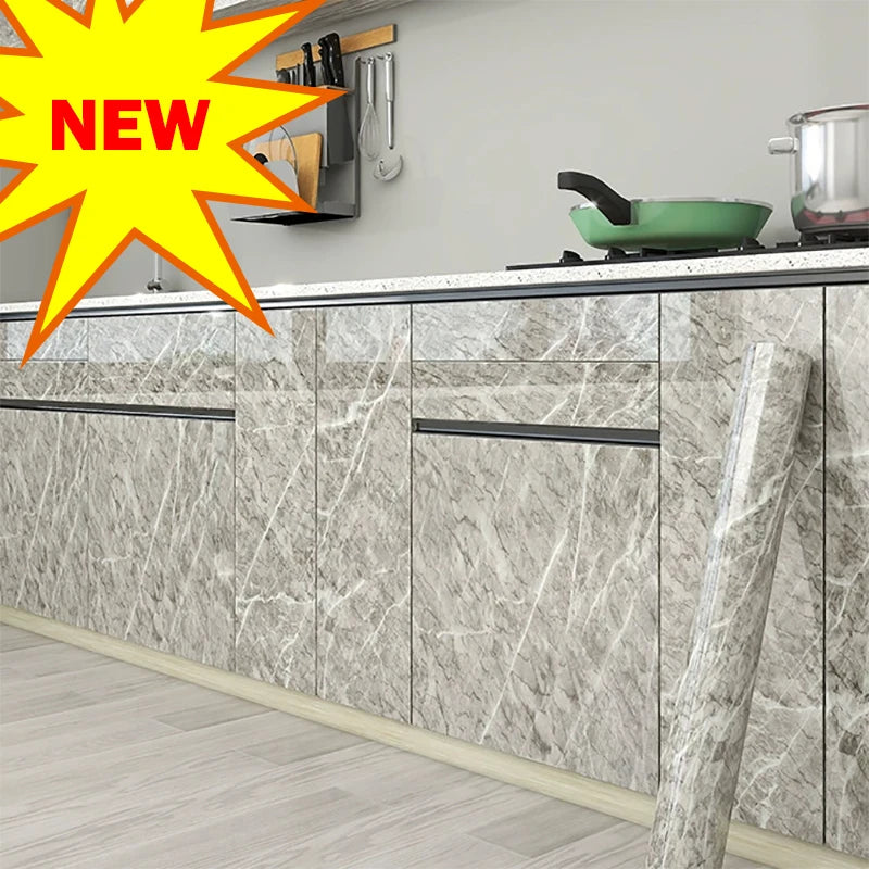 55CM DIY Adhesive Wall Wallpaper Marble Dining Room Kitchen Cabinet Decoration Mold Resistant And Waterproof Wall Sticker Home