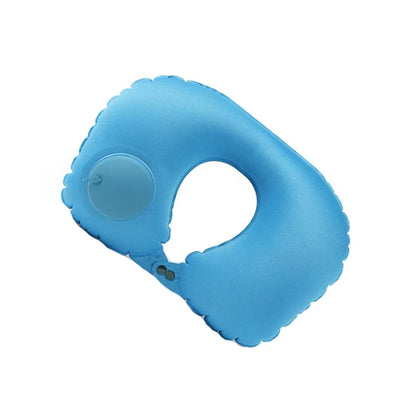 U-Shape Travel Pillow Automatic Air Inflatable Airplane Car Pillows Ring Pillow Folding Press Type Bed Pillows Neck Cushion