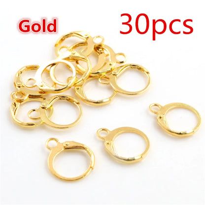 30-50pcs/lot Gold Silver French Lever Earring Hooks Wire Settings Base Hoops Earrings For DIY Jewelry Making Supplies Wholesale
