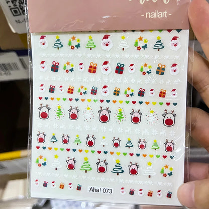 1sheet 5D Halloween Nail Stickers Pink/Green/Black Cartoon Pattern Nail Art Slider DIY For Sweet Cool Girl Cute Nail Decoration