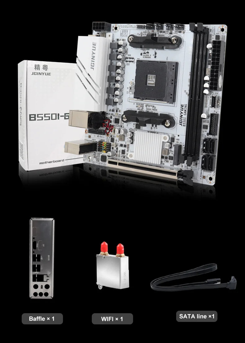 JGINYUE AMD B550 AM4 mini ITX Motherboard supports Ryzen R5 4000/5000 series processors DDR4 RAM PCI-E 4.0 B550i GAMING