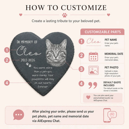 Custom Pet Memorial Gift Personalized Photo Cat Dog Memorial Stone Plaque Sympathy Keepsake Slate Garden Decoration with Stand