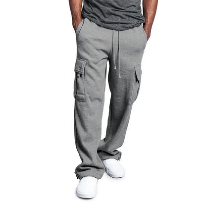 Men's Cargo Sweatpants Autumn Long Pants Loose Sport Fit Jogging Overalls Joggers Sweat Pocket Pants Cargo Trousers Streetwear
