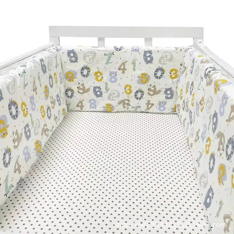 Nordic Stars Baby Bed Thicken Bumpers Zipper Design One-piece Crib Around Cushion Cot Protector Pillows 200*30 CM