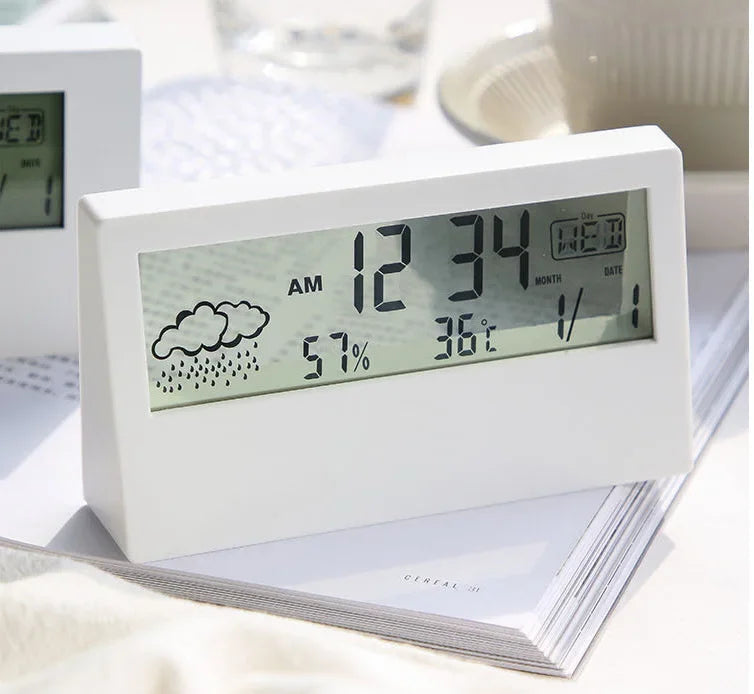 LED Thermometer Thermo-Hygrometer Multifunction Electronic Temperature Humidity Meter Weather Station for Home With Alarm Clock
