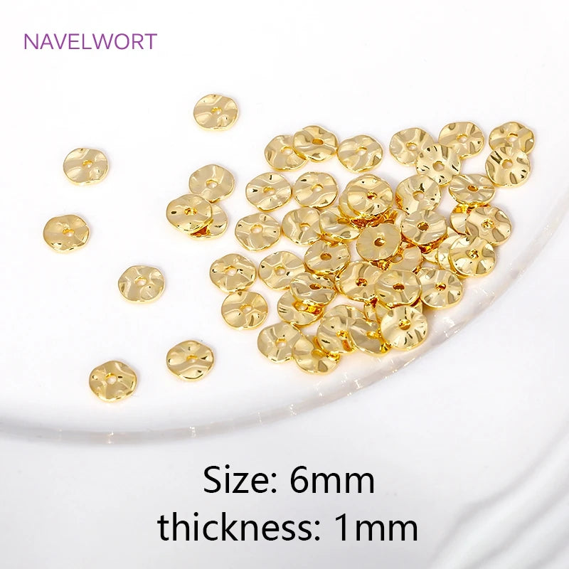 Jewelry Making Beads,18K Gold Plated Wave Thin Spacer Beads,Brass Round Thin Beads DIY Bracelet Necklace Making Accessories