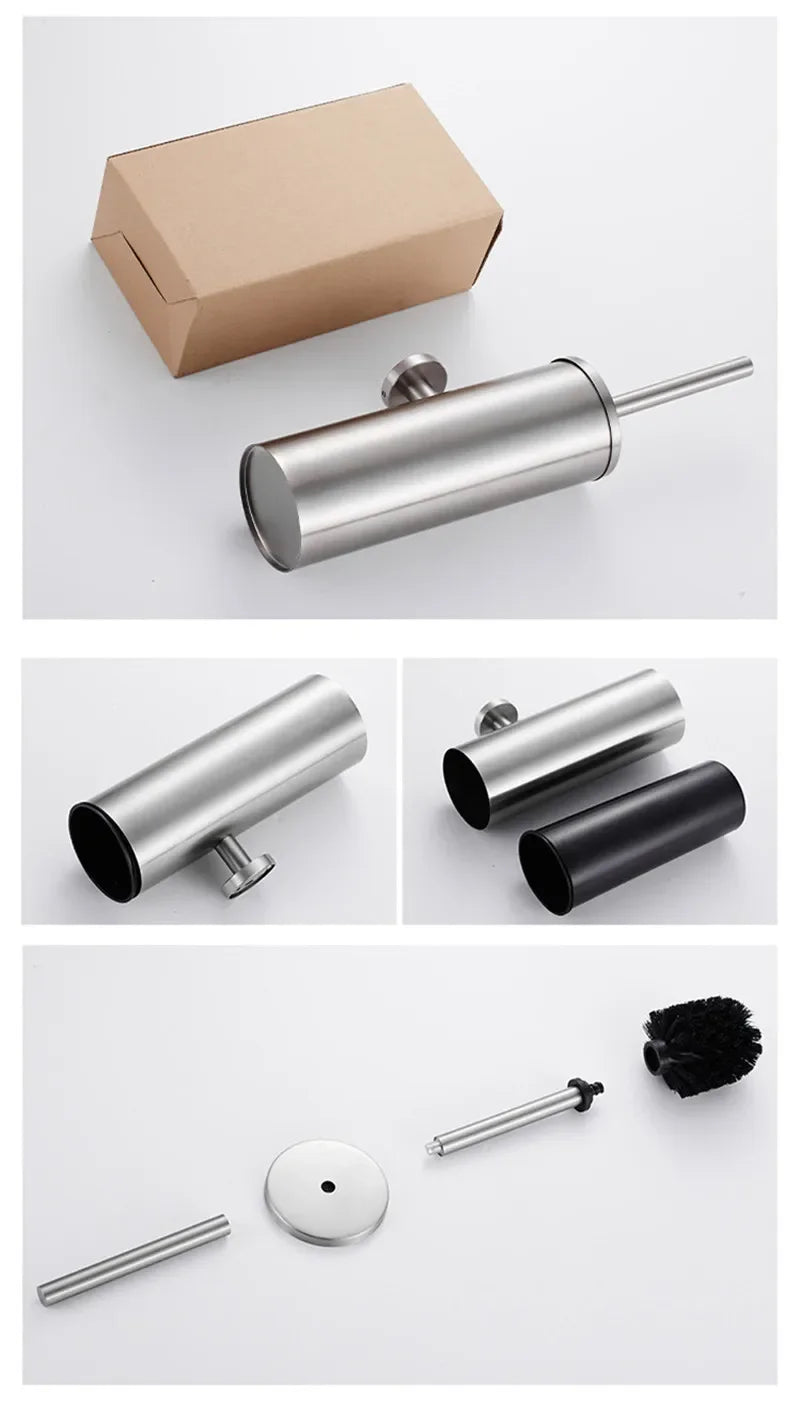 304 Stainless Steel Wall Mounted Bathroom Scrubber, Odor Proof Hanging Toilet Bowl Cleaning Brush with Holder