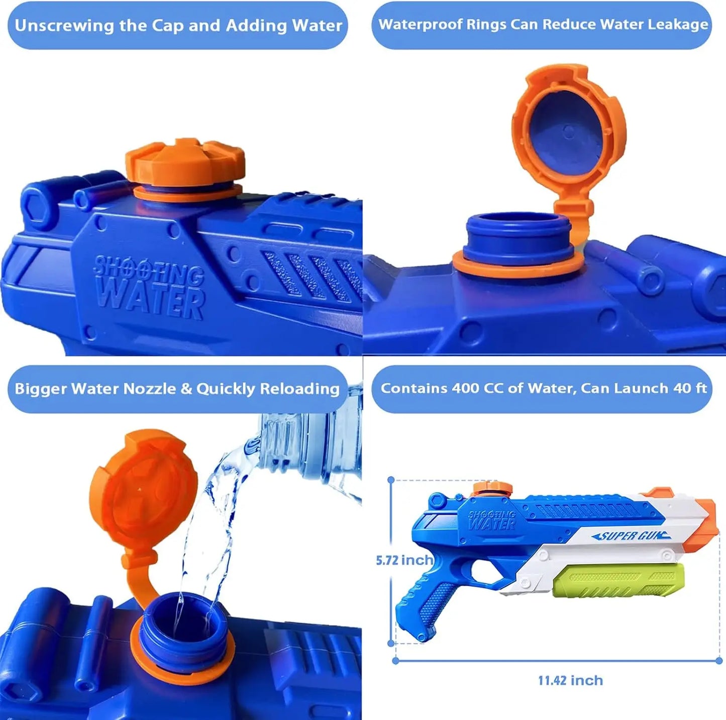 1/2Pcs Water Guns Toy for Kids Adult Summer Super Blaster Soaker Long Range Squirt Guns Outdoor Toy for Swimming Pool Lawn Beach