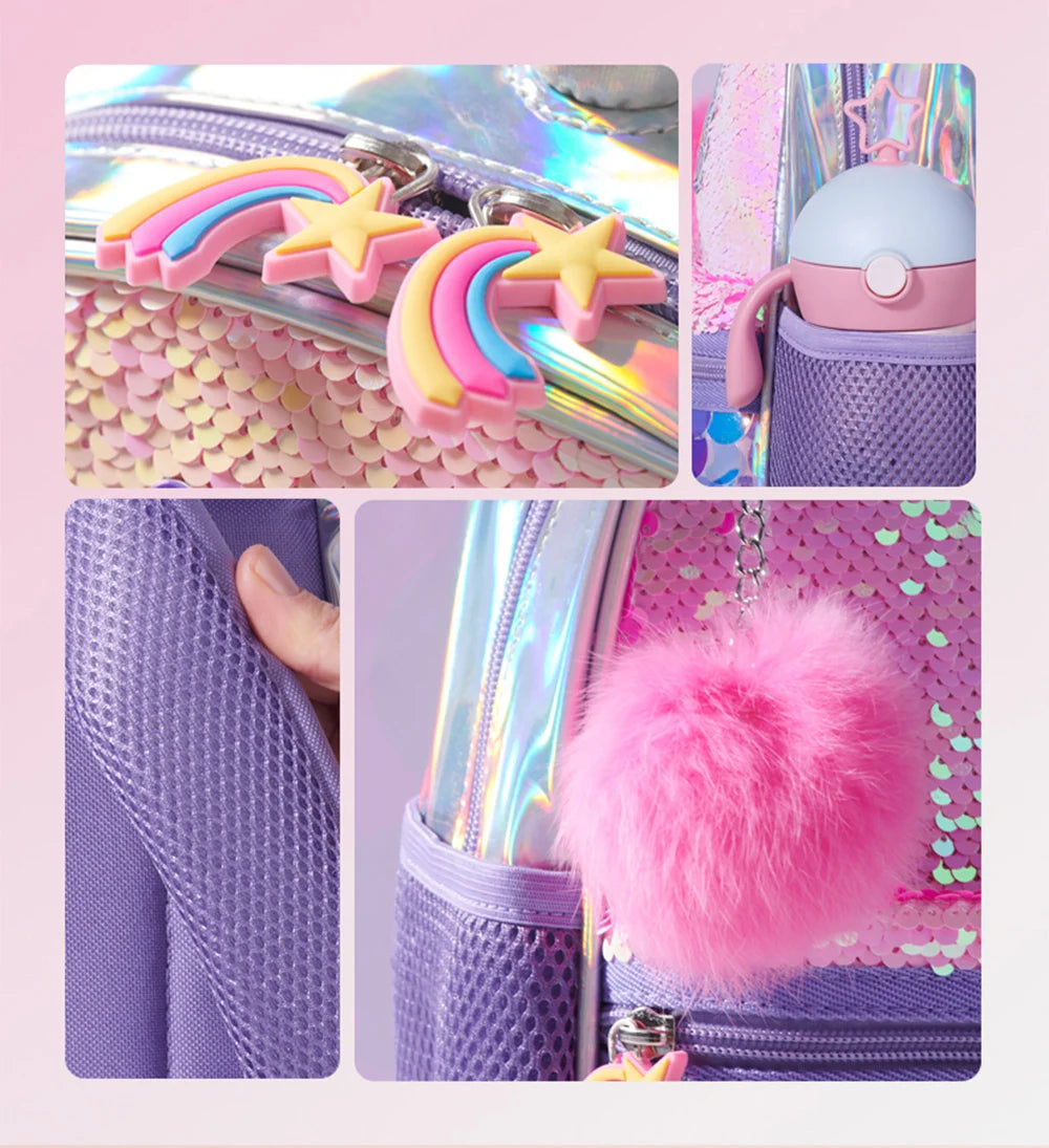 Sunveno Children's Backpack for Girls Pre-School Bag for Kindergarten Elementary - Reversible Sequin,Unicorn ,Lightweight Gift