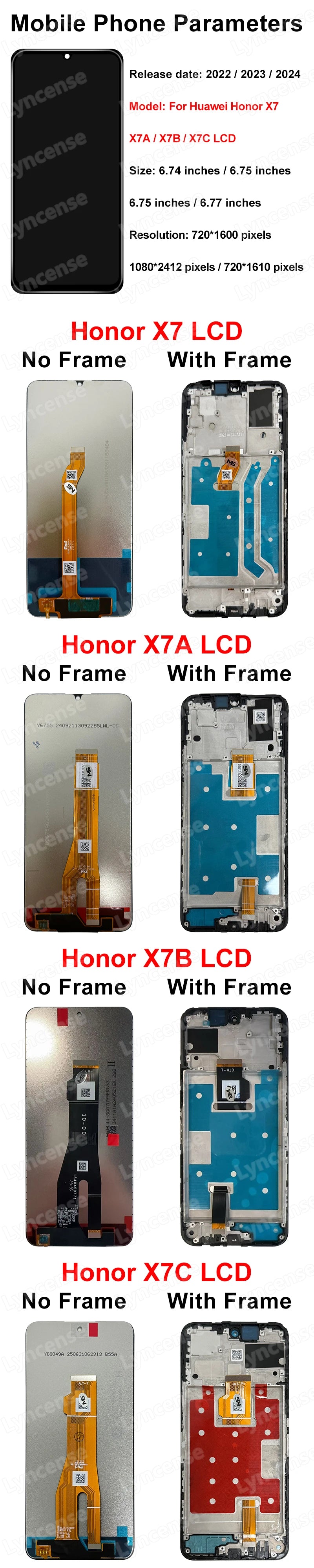 OEM LCD For Huawei Honor X7 LCD CMA-LX2 Touch Screen Digitizer For Honor X7A Display X7B LCD CLK-LX1 RKY-LX1 Assembly Honor X7c