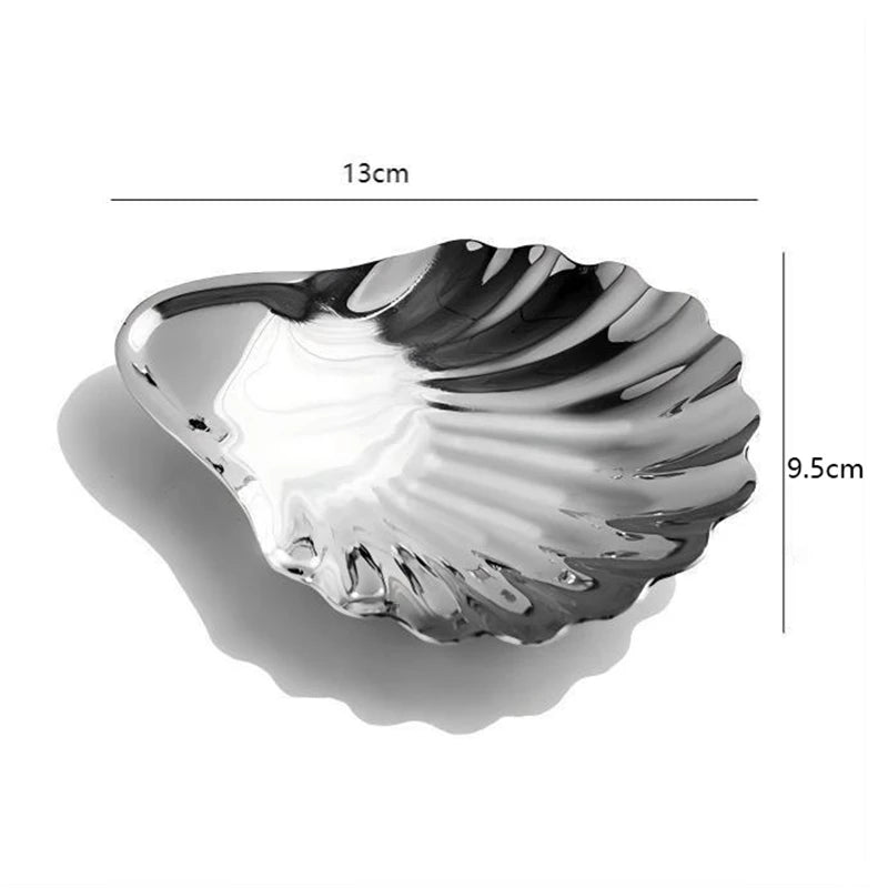 1pcs Retro French Stainless Steel Jewelry Ornament Storage Box Jewelry Storage Shell Storage Box Butter Dessert Fruits Plate