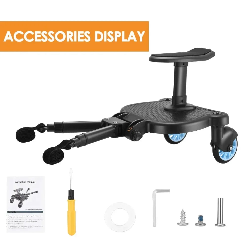 Twins Baby Stroller Pedal Adapter Stroller Accessorie Second Children Auxiliary Trailer Twins Scooter Standing Plate with Seat