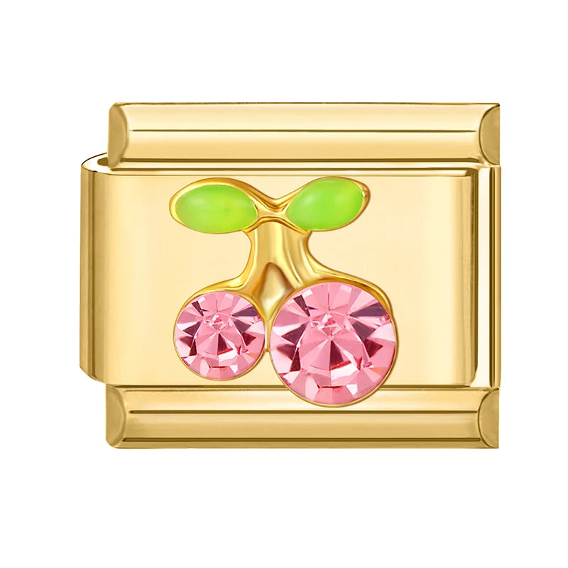 Y2K Series Heart Flowers Cherry Ball Butterfly Italian Charm Links Fit 9mm Stainless Steel Bracelet DIY Making Jewelry Gifts