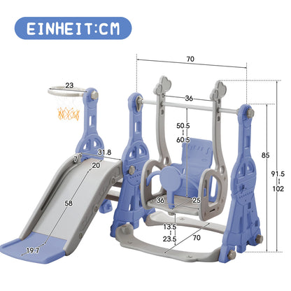 Rosahqnda 4-in-1 Children slide Indoor & Outdoor Outdoor Outdoor Playground for Toddlers Swing 1-6 Years