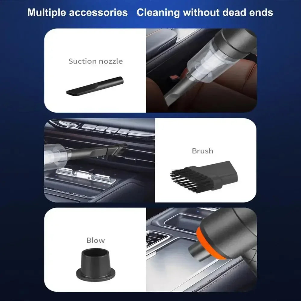 9000Pa Wireless Car Vacuum Cleaner USB Charging 1200mAh Portable Cleaning Appliance Mini Wet and Dry Vacuum Cleaner Household