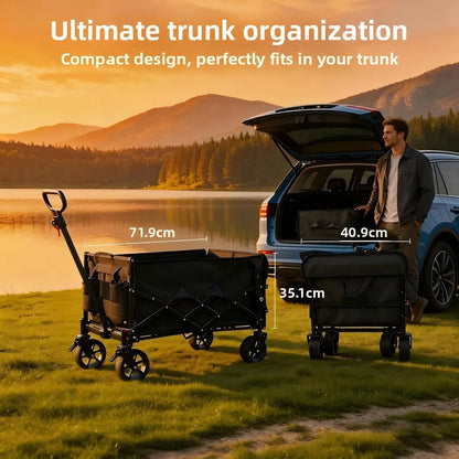 5-inch Multifunctional Camping Pet Stroller Large-capacity Camping Cart with Ramps Foldable Outdoor Camping Cart