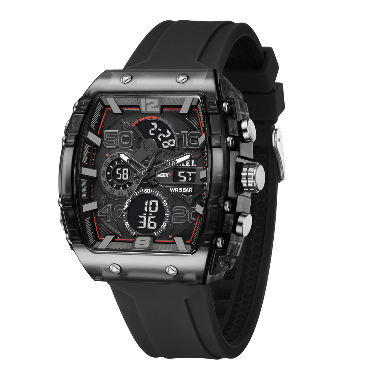 SMAEL Brand 8109 New electronic watch fashion square dual display waterproof luminous Multi-color For Men