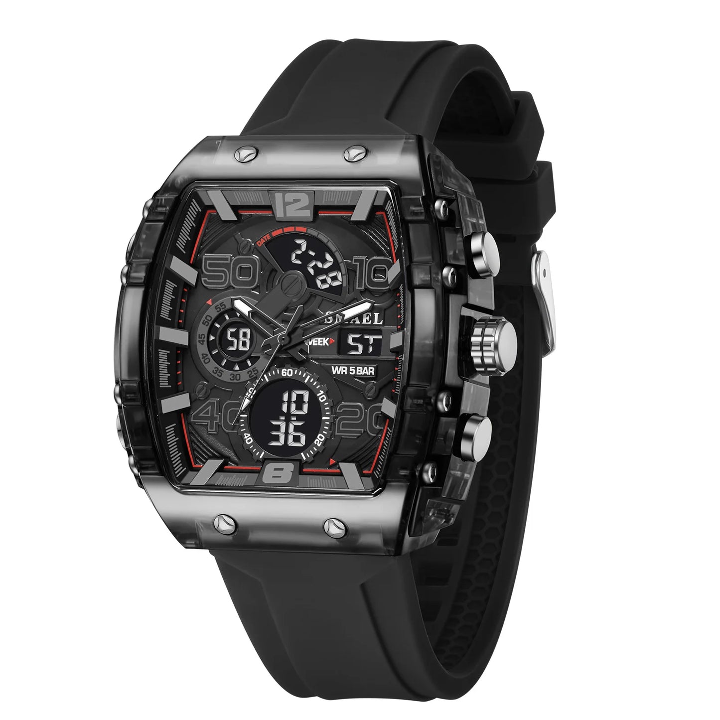 SMAEL Brand 8109 New electronic watch fashion square dual display waterproof luminous Multi-color For Men
