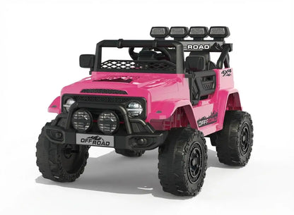 HAUSPROFI 12V Off-Road Ride-On Electric Car Toys for 3+ Years,With LED Lights,Remote Control,Seat Belt ,Bluetooth, 3-Speeds, Suspension