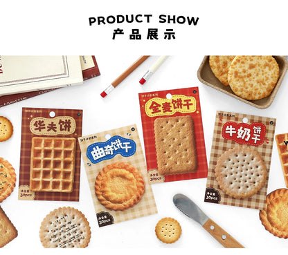 30pcs Biscuit Plan Series Retro Ins Dessert Biscuit Theme Message Memo Creative DIY Handmade Scrapbook Aesthetic Material