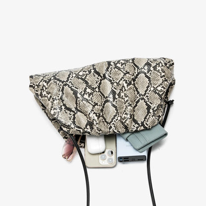 Ruched Serpentine Dumpling Bags for Women Pouch Handbag Cloud Clutch Snake Pattern Shoulder Crossbody Bag Luxury Designer Bag