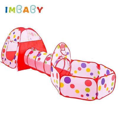 IMBABY 3 in 1 Ball Pool Folding Tent Tunnel for Children Ball Pit Playpen Crawling Tunnel Playground Corral Demgames Games Fence