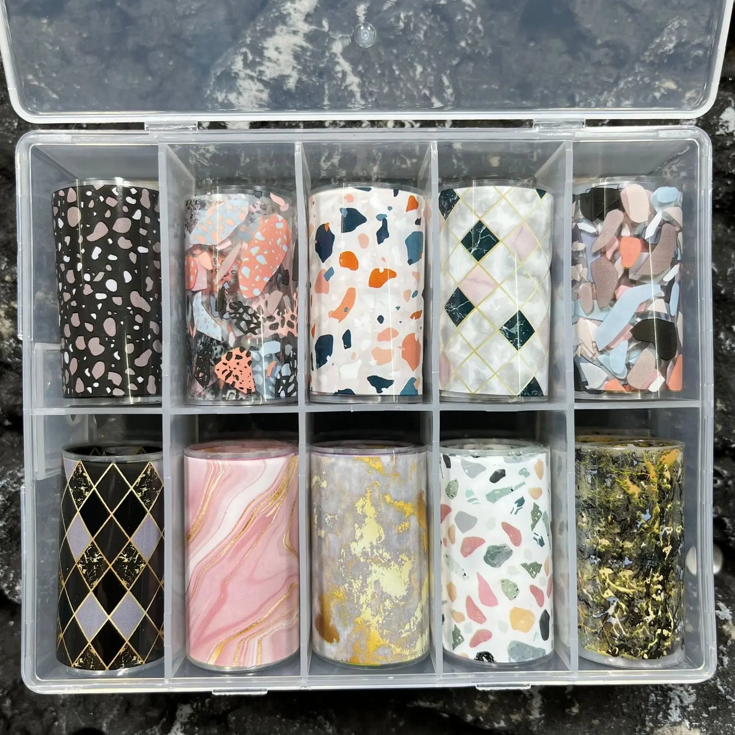 10 Patterns New Metal Nail Foils for Transfer Paper Stickers Floral Chameleon Nails Wraps DIY Water Marble Nail Art Decorations