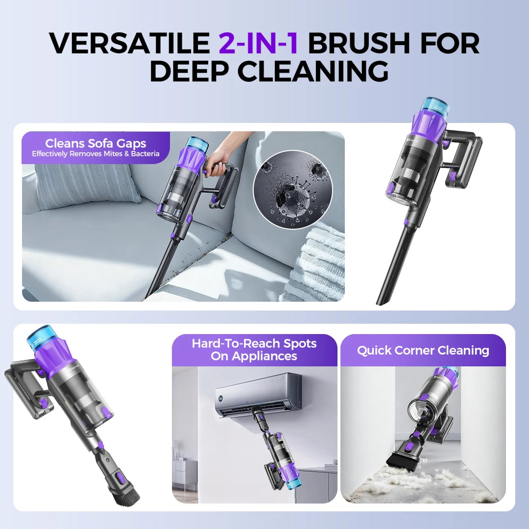 RedKey P9 Pro 650W 75KPA Suction Power Cordless Vacuum Cleaner 70 Mins Runtime Versatile Stick Vacuum for Home&Car Floor Cleaner