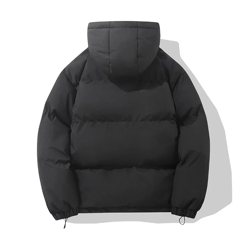 American fashion brand down jacket men's winter new solid color warm hooded bread suit cotton jacket thickened loose jacket