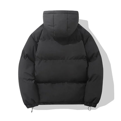 American fashion brand down jacket men's winter new solid color warm hooded bread suit cotton jacket thickened loose jacket