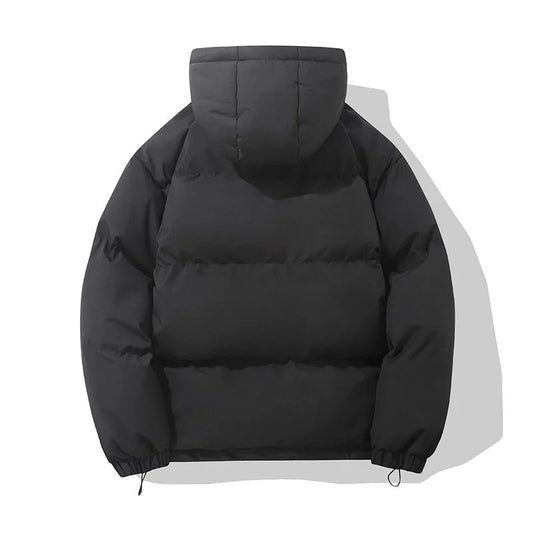 American fashion brand down jacket men's winter new solid color warm hooded bread suit cotton jacket thickened loose jacket