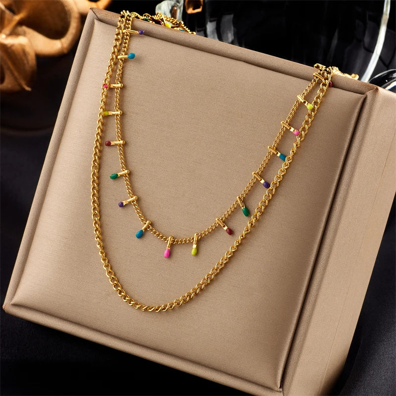 XIYANIKE 316L Stainless Steel Necklace for Women Gold Color New Trends Exquisite Chic Charming Birthday Fashion Jewelry Collier