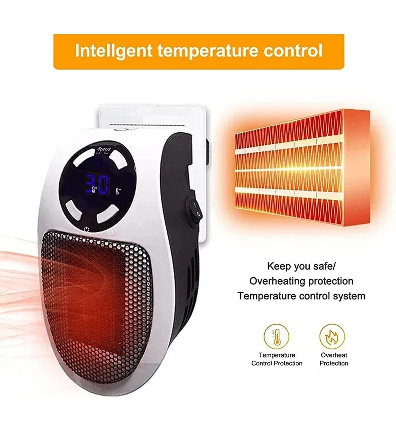 500W Electric Heater Wall-mounted Warm Air Blower Mini Hot Air Blower Plug-in Radiator With Remote Control Electric Hot Fan