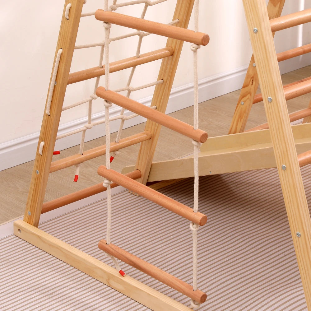 7-in-1 Climbing Scaffold, Include Swing, Swing Rings, Climbing Ladder, Climbing Board, Climbing Net, Slide, for Children's Room