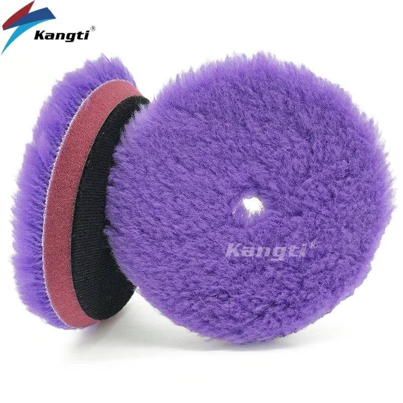 Kangti 5"(125mm)/6"(150mm) High Density Lambs Wool Polishing Pad for Car Waxing Buffing Finishing