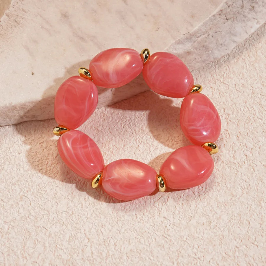 Acrylic Irregular Square Round Beaded Bracelet Bangle for Women Imitation Stone Chain Bracelet Hand Accessories Couple Gifts K