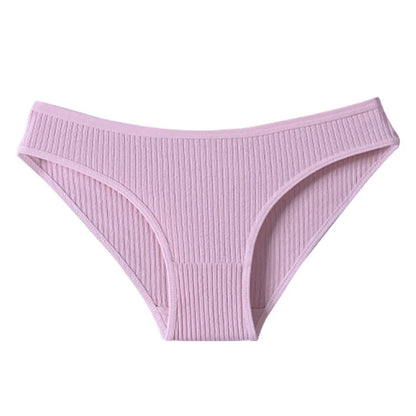 7Pcs Women's Panties Striped Briefs for Women Low-Rise Breathable Cotton Female Soft Underwear Solid Colors Ladies Underpants