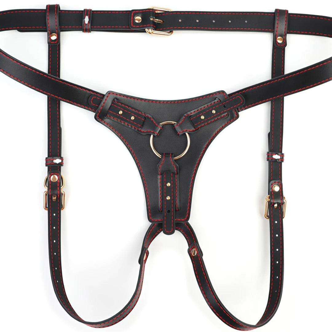 Wearable Strap On Dildo Harness Pants PU Leather Adjustable Pegging Harness Belt BDSM Bondage Underwear Sex Toy for Women Men