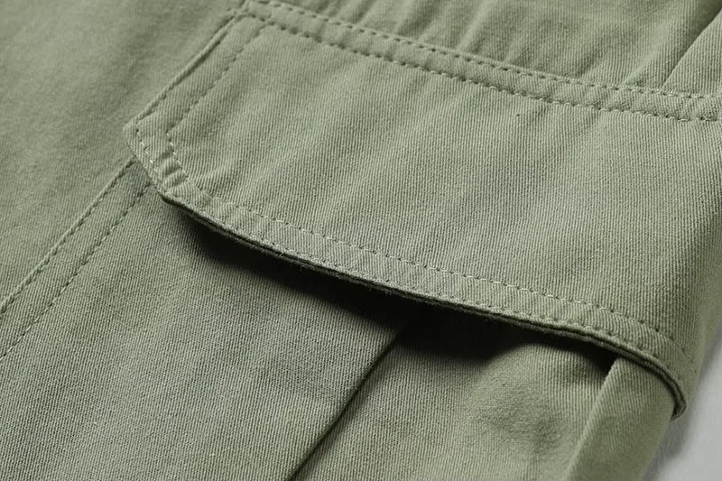 Men's Wear-Resistant Shorts Summer Beach Casual Cargo Short Pants Multi-Pocket Workwear Breathable Loose Straight Solid Shorts