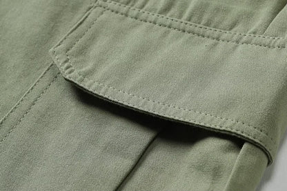 Men's Wear-Resistant Shorts Summer Beach Casual Cargo Short Pants Multi-Pocket Workwear Breathable Loose Straight Solid Shorts