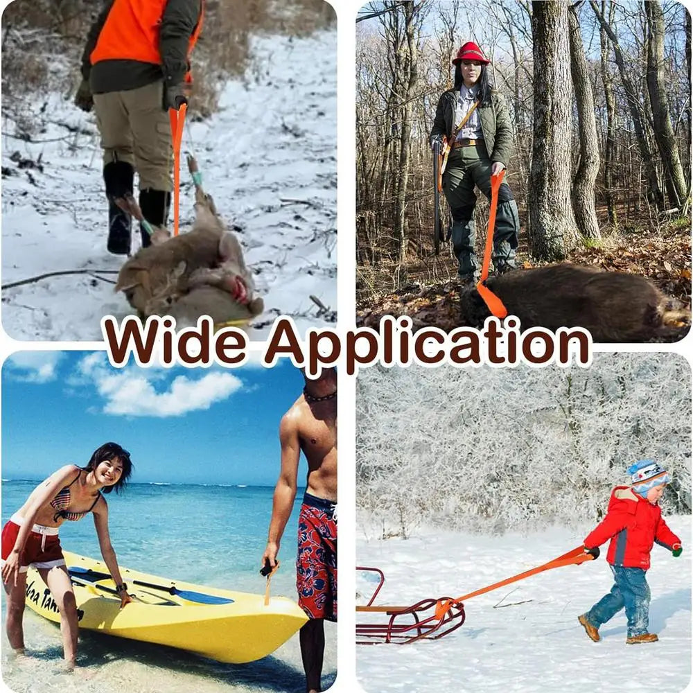 Deer Drag Harness Heavy Duty Deer Dragging Rope Deer Tow Strap Harness for Safety and Durability Orange Deer Pulling Accessories