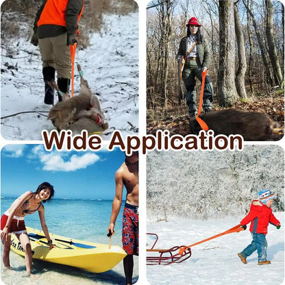 Deer Drag Harness Heavy Duty Deer Dragging Rope Deer Tow Strap Harness for Safety and Durability Orange Deer Pulling Accessories