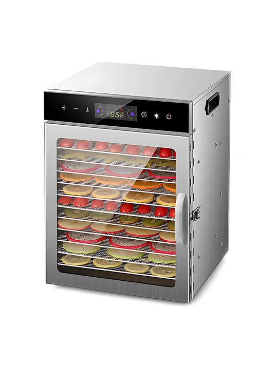 Maisto ir džerkio dehidratoriai su 24 valandų laikmačiu ir šviesa, 12 džiovinimo padėklų, 800W, 30-90 ℃, daržovių ir vaisių dehidratorius, EU kištukas