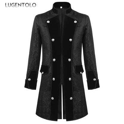 Men Steampunk Coat Tuxedo Medieval Costume Jacket Halloween Retro Renaissance Victorian Party Male Stand Collar Fashion Tailcoat