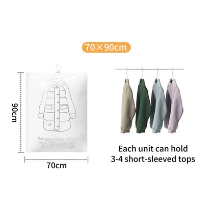 Hanging Vacuum Storage Bags Space Saver Bags Vacuum Seal Storage Bag for Suits Dress Coats Jackets Closet Organizer and Storage