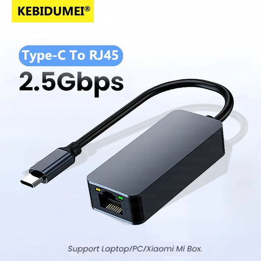 2500Mbps USB 3.0 Type-C To RJ45 Network Card 2.5G Adapter Gigabit Ethernet Converter Lan Hub For PC Laptop For Windows 8.1/10/11