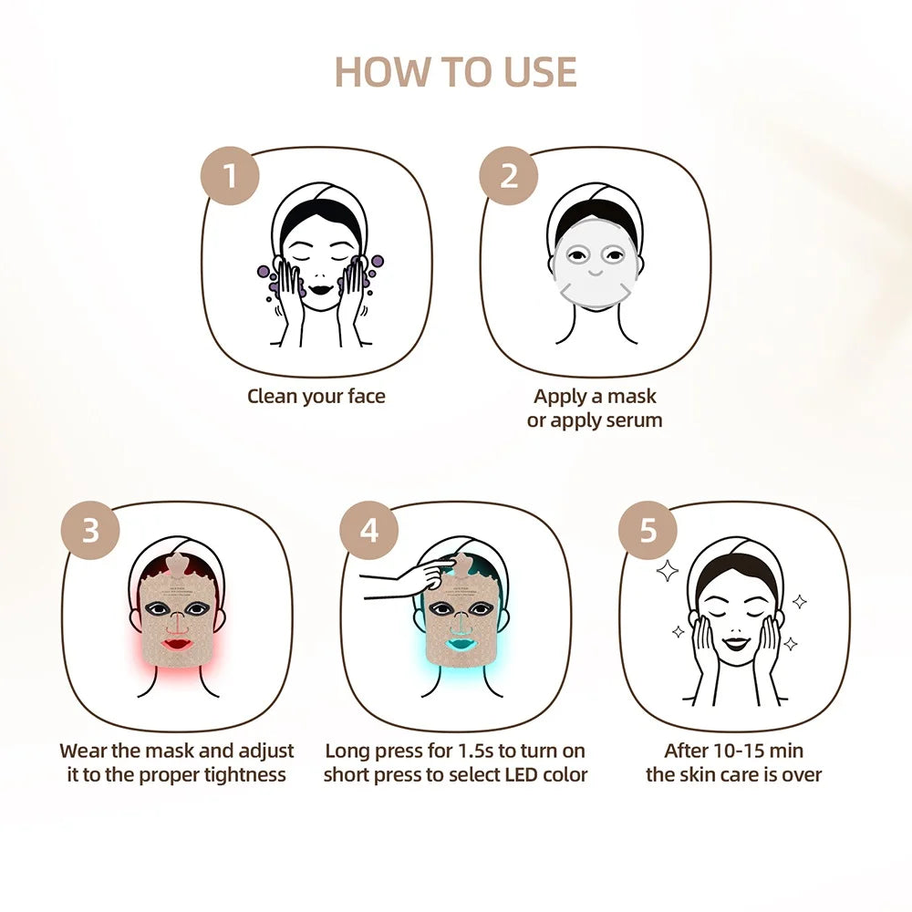 7 Colors Silicone LED Mask Face Photon Skin Rejuvenation Flexible Soft Facial Beauty Mask Skin Care Repair Skin Brightening