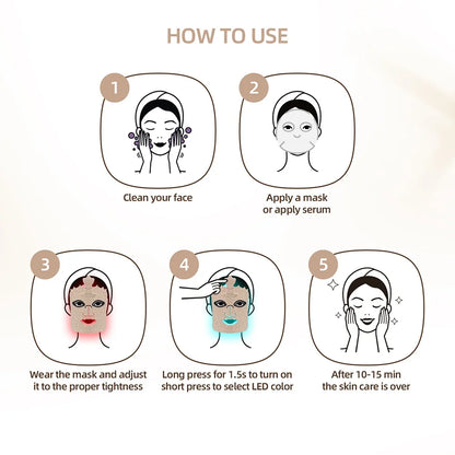 7 Colors Silicone LED Mask Face Photon Skin Rejuvenation Flexible Soft Facial Beauty Mask Skin Care Repair Skin Brightening